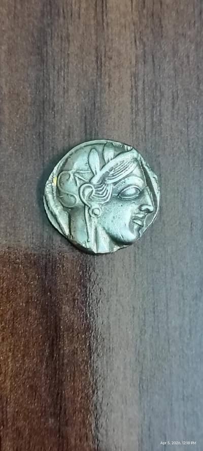 Ancient Head of Athena Indo Greek Attica Dynasty Old Coin, Rare Coin,