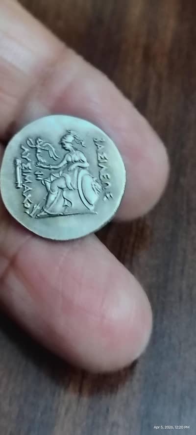 Ancient Indo Greek, Goddess Athena Nikephoros, Old Coin, Rare Coin
