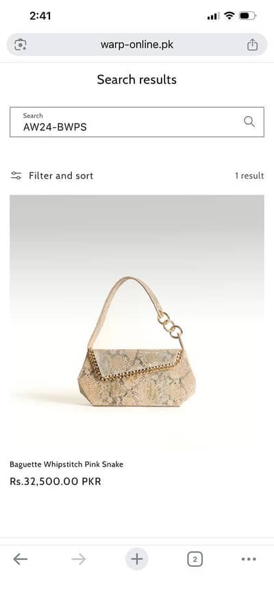 Warp Baguette Whipstitch Snake bag