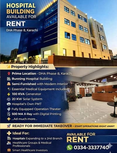 Chance Deal Hospital Building 1000yds on Rent Phase8 DHA