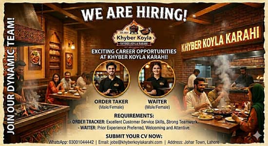 we are hiring order taker and waiter