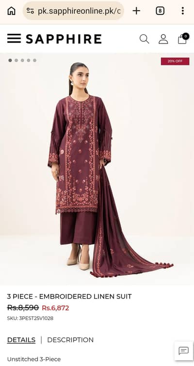 linen unstitched, Sapphire