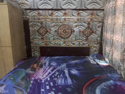 Bed with Spring Mattress and 2 Side Tables