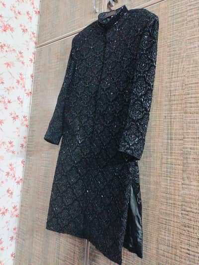 velvet sharwani with inner suit