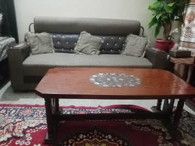 5 seater sofa with wooden table