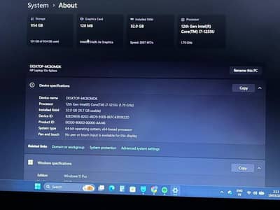 Hpi7 12th gent 1tb SSD 32 gb ram internal
