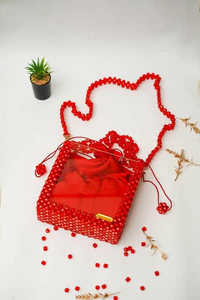 Beaded Hand Bag | Red Bag