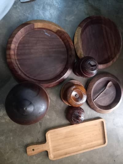 beautiful wooden set utensils