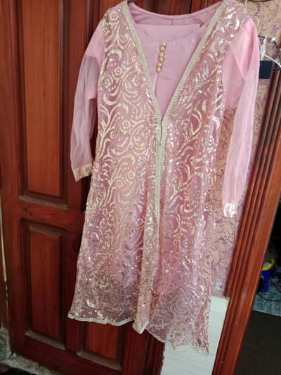 female Double shirt fancy pink  dress