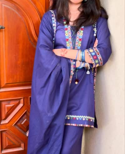 Eastern wear 2 piece suit in blue from khaadi small size