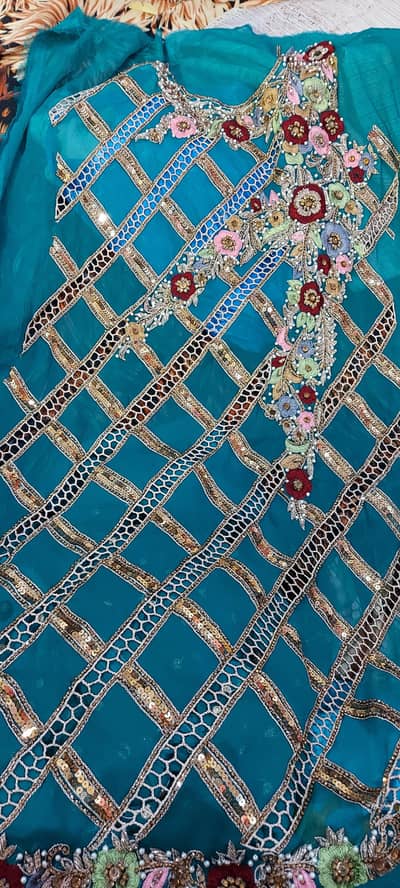 Fully Heavy embroidered unstiched 3 pc dress for sale