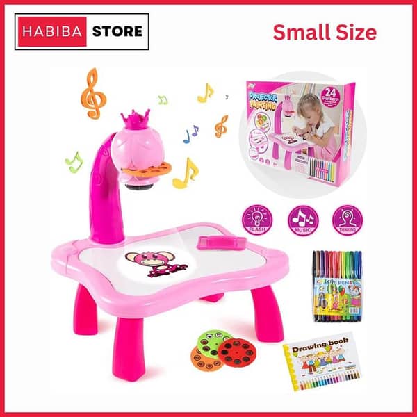 Kids Educational Projection Painting Table | LED Projector Drawing Board Toy | Early Learning Drawing Desk with Markers & Slides for Boys Girls