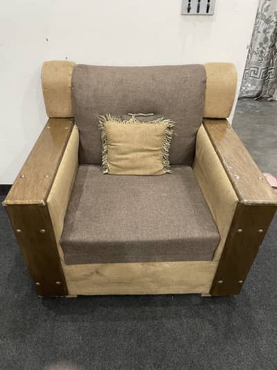 6 seater sofa along with wooden glass table