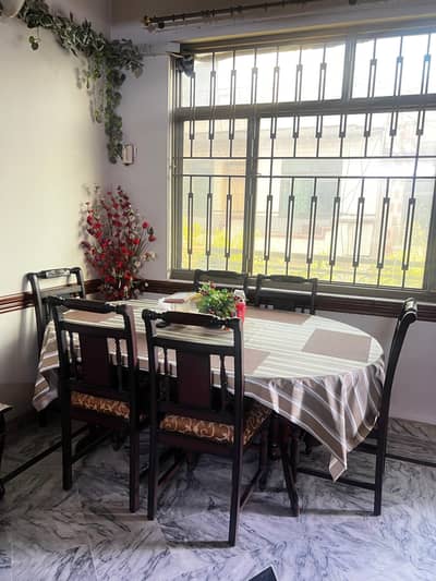 Pure Wooden Dinning Table with Chairs  & 7 Seater Sofa Jet Black