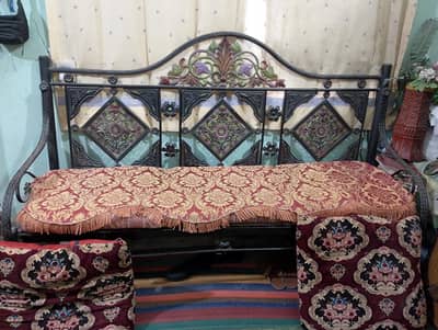 Metal 3 seater sofa  2 single  and 1 full  long with 3 seats total 5 s