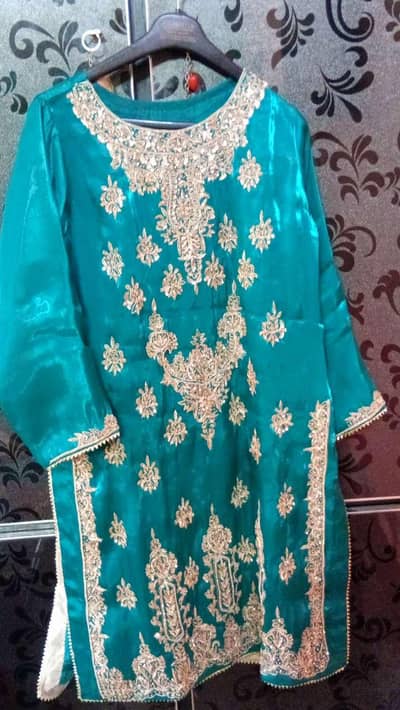 silk suit with copper golden work