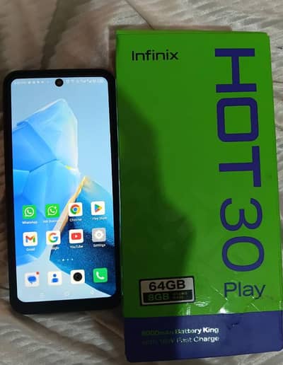 Infinix Hot 30 Play 4GB/64GB PTA Approved – Good Condition