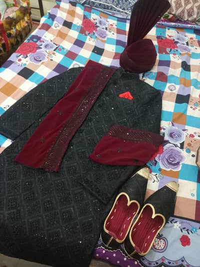 Sherwani Black & Mehroon