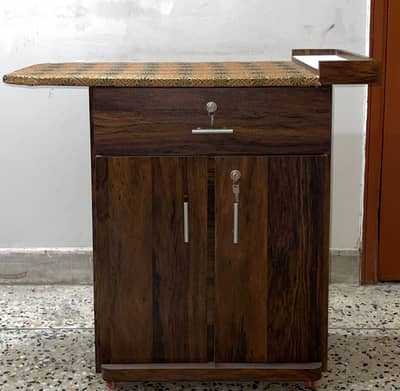 Multi-Purpose Wooden Ironing Table with Storage