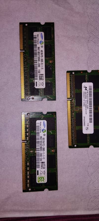 Laptop DDR3 RAM 4GB + 8GB + 4GB (Samsung/Micron) – Perfect Working