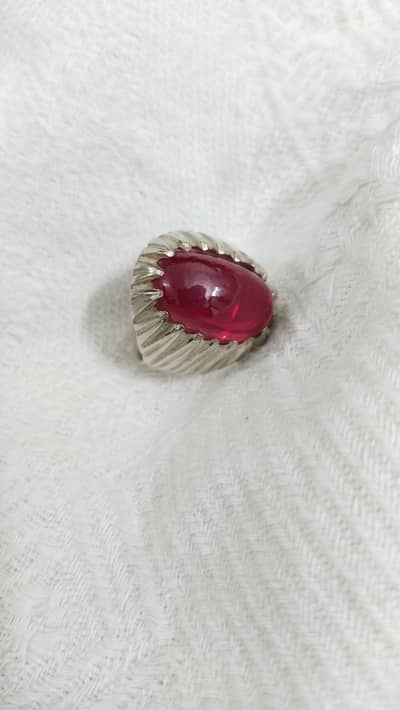 Irani yaqoot stone with silver ring