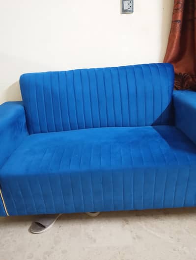 Luxury Royal Blue Velvet Sofa Set – Just Like New