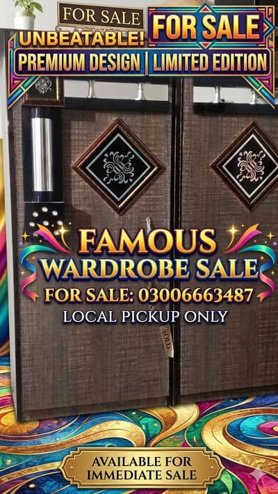 A three doors brown wooden Almirah/safe