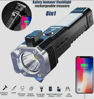 High Power LED Torch Light Rechargeable Flashlight Multifunctional