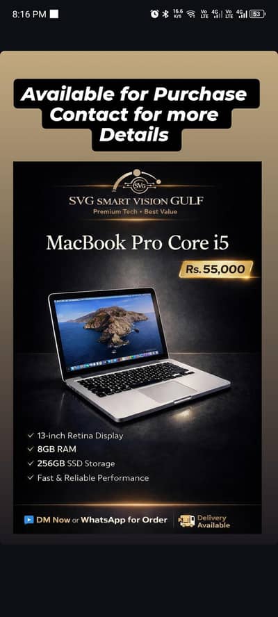 MacBook Pro Core i5 | 8GB RAM | 256GB SSD | Excellent Condition