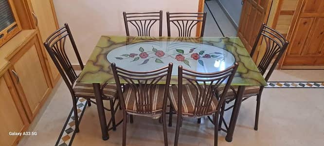 6 seater glass dining table for sale