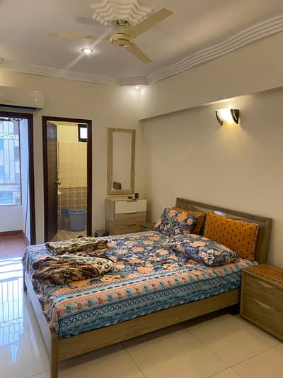 Defence Dha phase 6 Big Bukhari Commercial Furnished 3 bed D D apartment 2nd floor available for rent