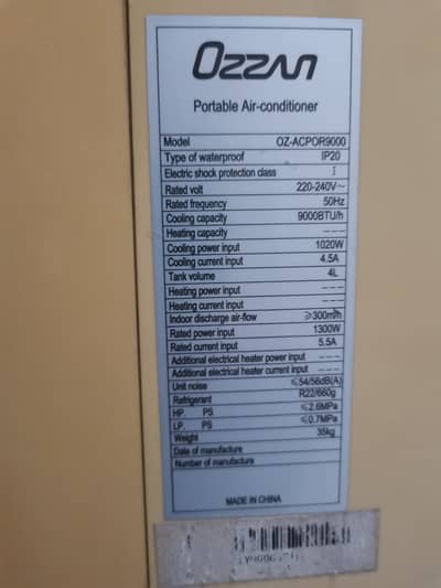 Ozzan portable AC in good condition