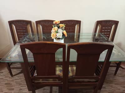 Dining Table Set ( 1 Table + 6 Chairs) | Good Condition| Complete Set