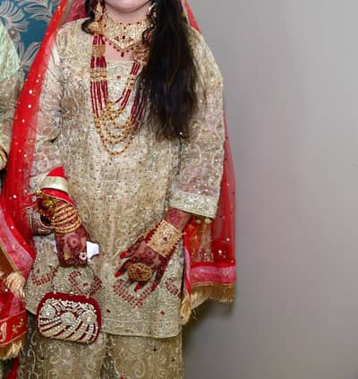 Bridal shrarah lehnga with short frock