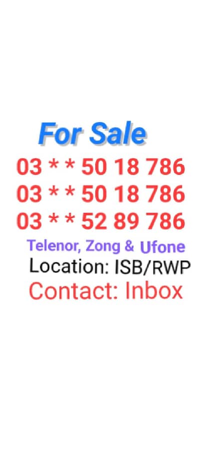 Telenor , Zong & Ufone Code Same Golden Lucky Number.