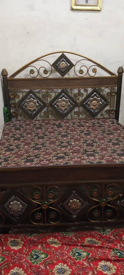 iron made king bed with mattress