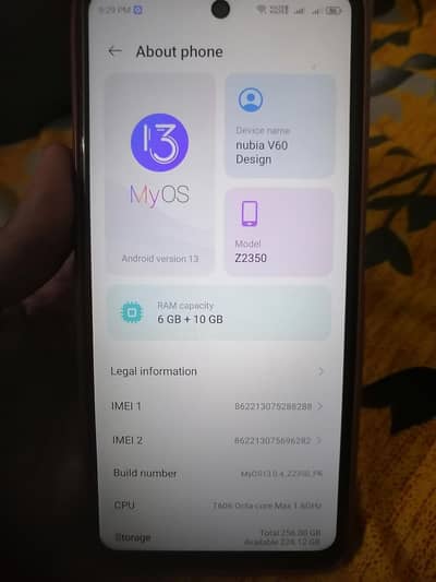 Nubia V60 Design  16/256