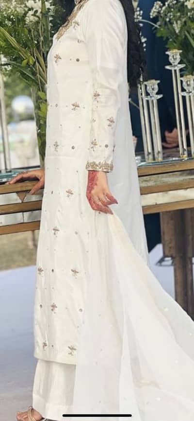 White Raw Silk Formal Suit - 3 Piece  small size