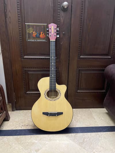 “Acoustic Wooden Guitar Cutaway – Excellent Condition – Smooth Sound”