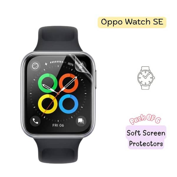 Pack of 6 – Oppo Watch SE Hydrogel Screen Protectors – Soft Screen Protector | HD Clear | Self-Healing | Full Coverage Protection | Watch SE Screen Protector