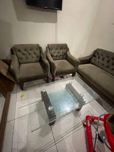 sofa set with glass table