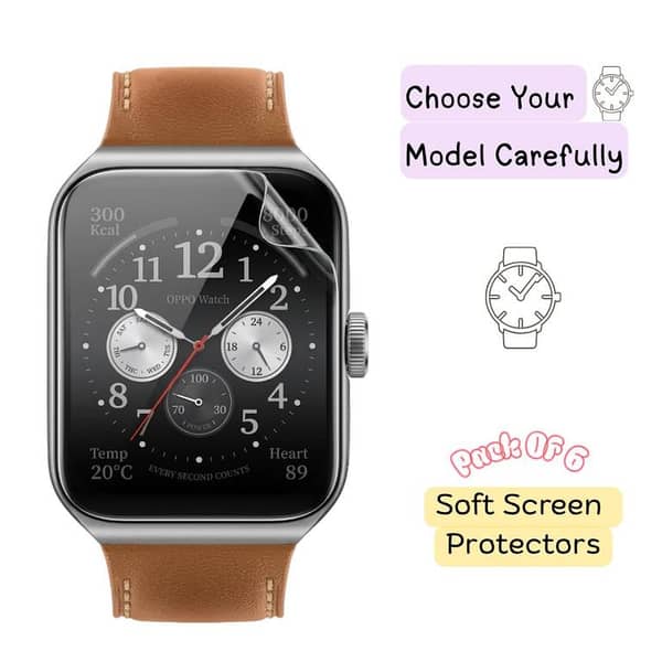 Pack of 6 – Oppo Watch 4 Pro / Watch 3 Pro / Watch 3 Hydrogel Screen Protectors – Soft Screen Protector | HD Clear | Self-Healing | Full Coverage Protection | Watch Screen Protector