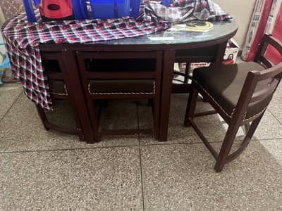 Wooden Dining table with six chairs