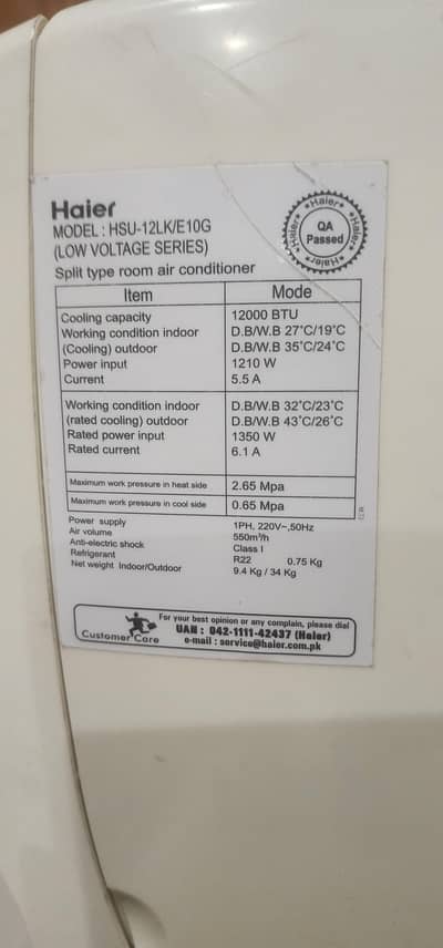 1 Ton haier split Ac for sale