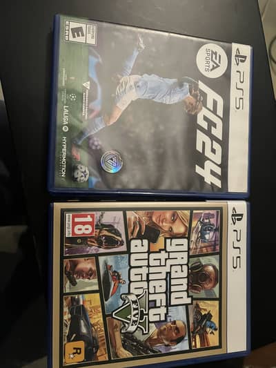 PS5 DVDs for Sale & GTA 5 & FIFA 24–Slightly used /Excellent Condition