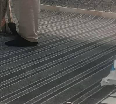 12 by 12 carpet stripes grey colour with full room foam slightly used