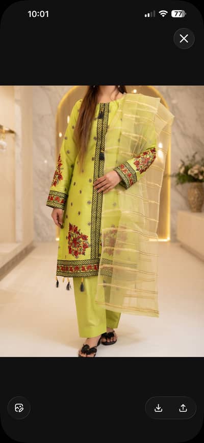 Three pc stitched embroidered suit