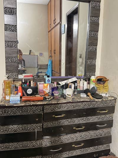 Bed With Side Table and Dressing Table