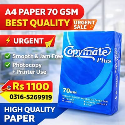 A4 Copier Paper 70 GSM – Copymate Plus High Quality