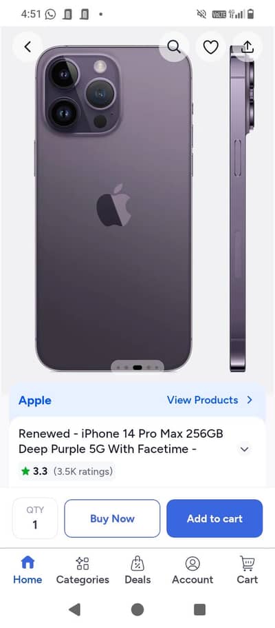 Iphone 14 pro max non pta 256 gb   4 months sim time woth box